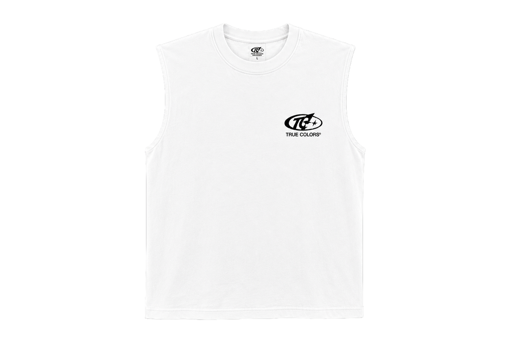 TRUE COLORS ( WHITE ) NO SLEEVE SHIRT