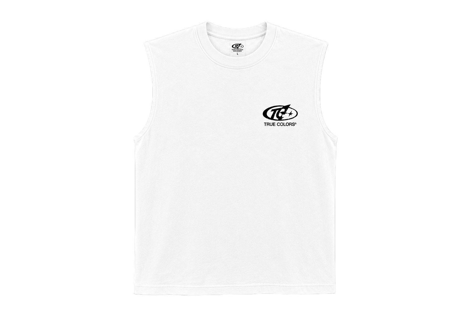 TRUE COLORS ( WHITE ) NO SLEEVE SHIRT